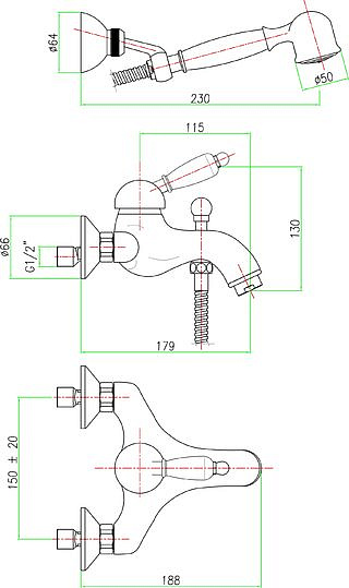 47CR5103 Смеситель для ванны , хром Fiore JAFAR  - Вид №2