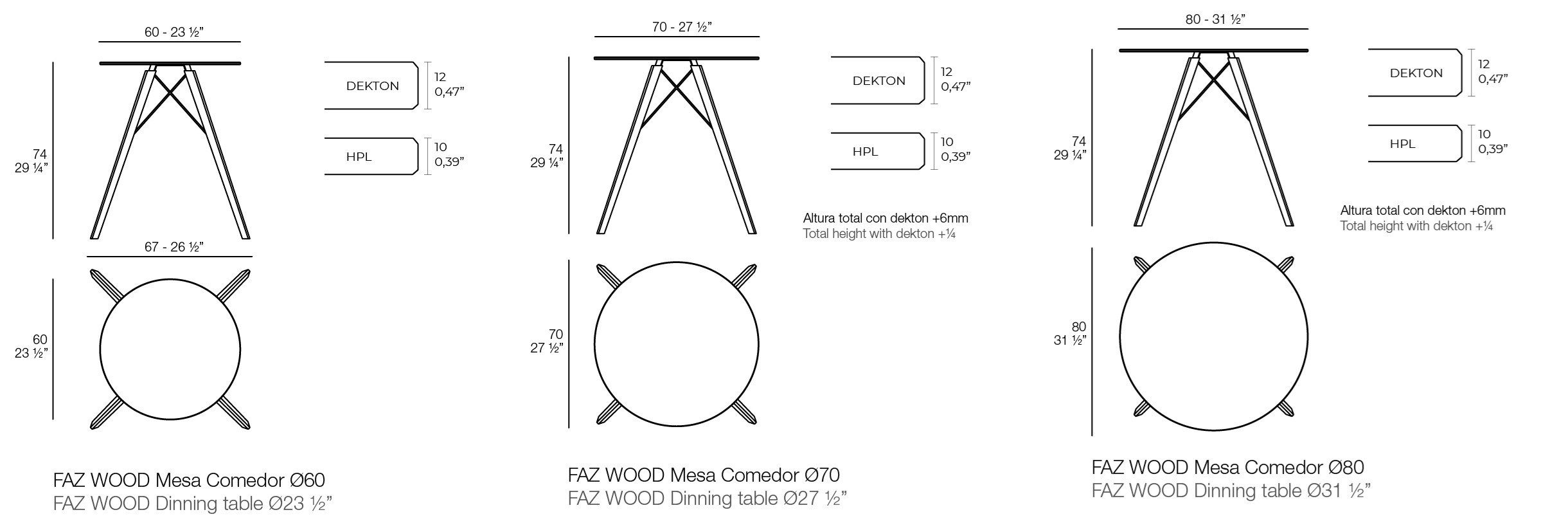 Круглый обеденный стол HPL Vondom Faz Wood ARCH-00054737 - Вид №6