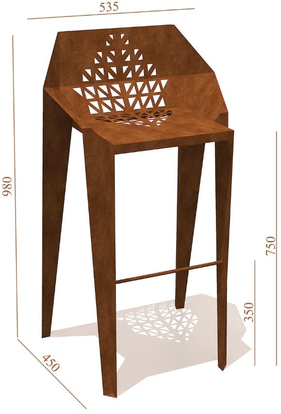 TrackDesign Стул из стали Corten ™ с подставкой для ног Foglia Sp0409002 - Вид №4