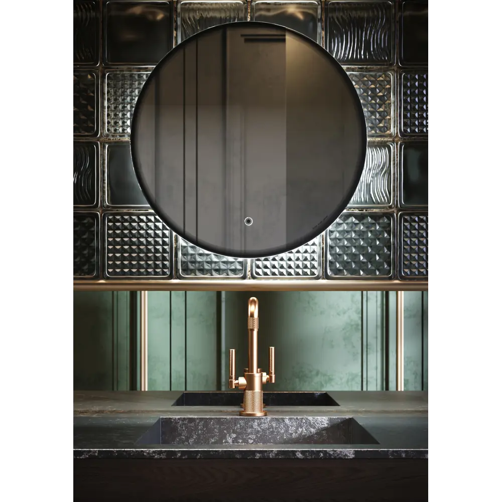 Зеркало для ванной Omega Glass Black Line SD78 50 см круглое с подсветкой STLM-2021293