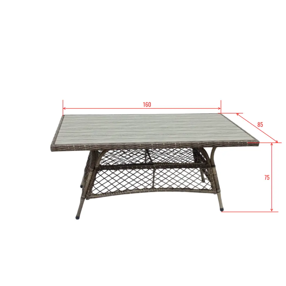 Садовый стол нераздвижной складной Antony 160x85x72 см искусственный ротанг серый Santreyd STLM-2174524 - Вид №7