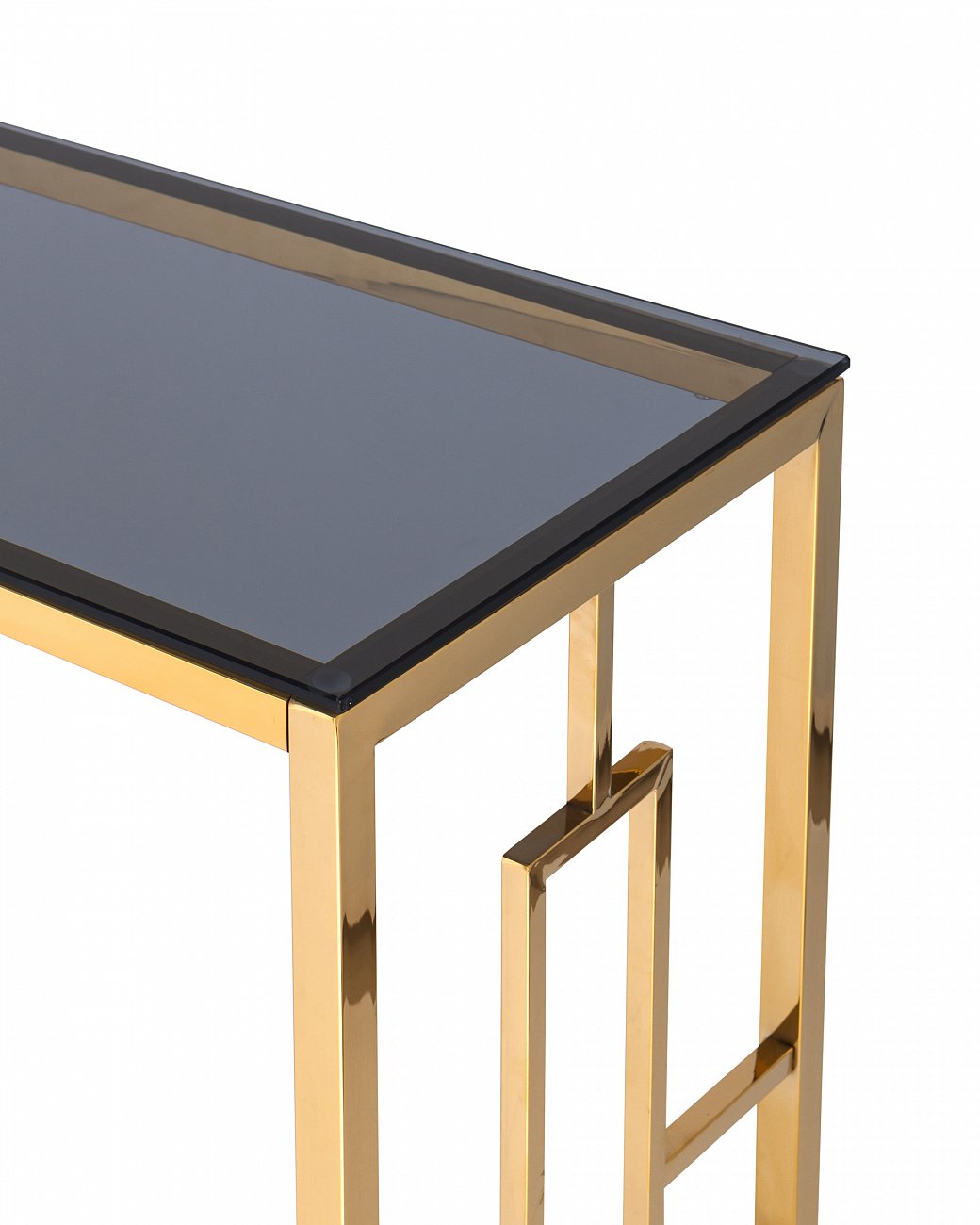 Консоль стеклянная 120х40 см дымчатая с золотом "Бруклин" STOOL GROUP  00-3881905 Золото  - Вид №1