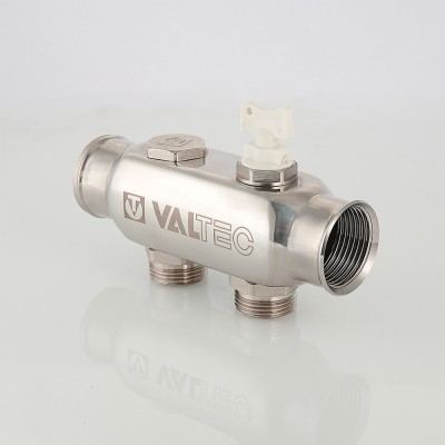 VTc.505.SS.060505 Коллектор из нержавеющей стали с межосевым расстоянием выходов 50 мм Valtec 1", 5 x 3/4", "евроконус"  - Вид №1