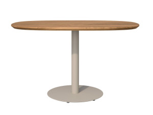 Овальный стол со стальным основанием и тиковым верхом