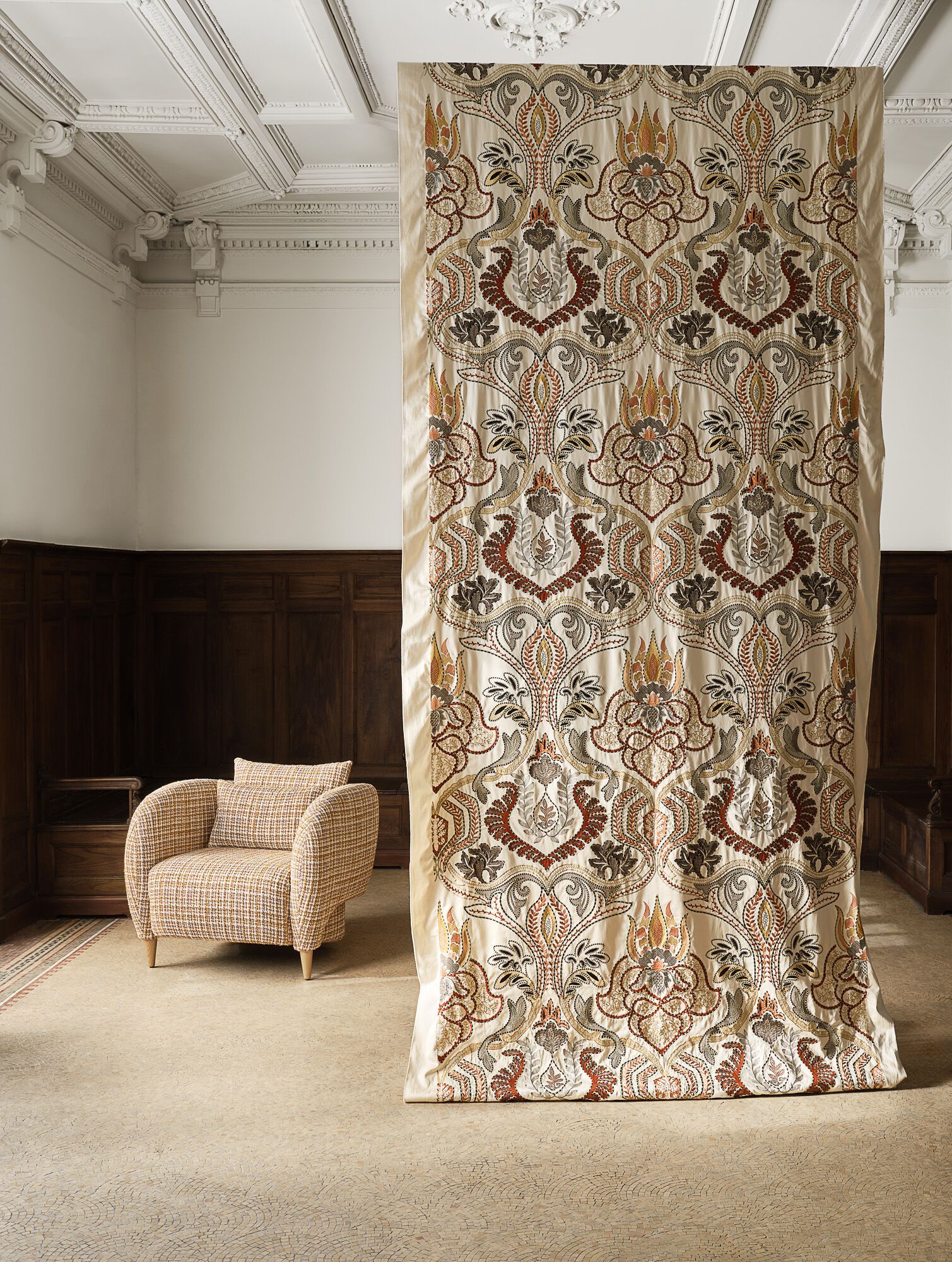 Хлопчатобумажная дамасская ткань Aldeco Veva ARCH-00058950 - Вид №4