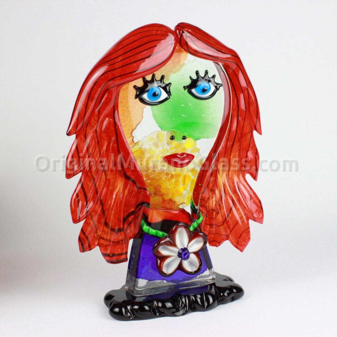 814 ORIGINALMURANOGLASS Скульптура Голова Рыжей Женщины - Pop Art - по мотивам Пикассо - муранское стекло OMG 30 см  - Вид №1