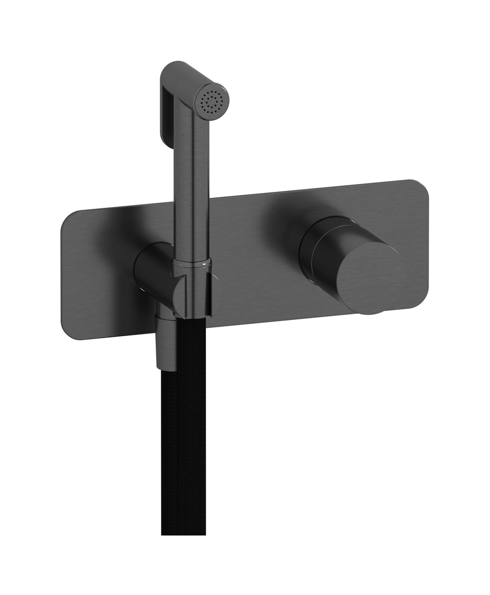 Внешние части гигенического душа со смесителем. WE ARE IB rr706cs Brushed Black Chrome Brera