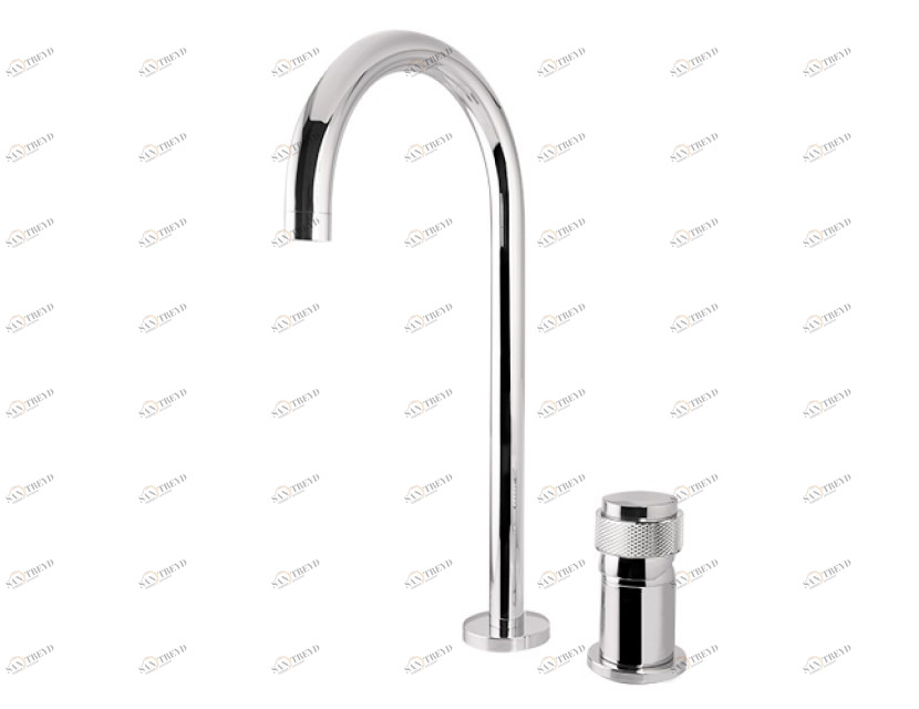 071408.LP0.50 Смеситель для раковины, однорычажный, на два отверстия, с декорированным латунным кольцом Яркий хром Mestre 