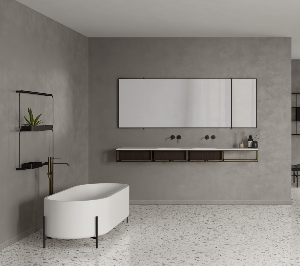 comp-composizione gs3a Подвесная раковина настенная прямоугольная Ex.T Frame черная - Вид №7