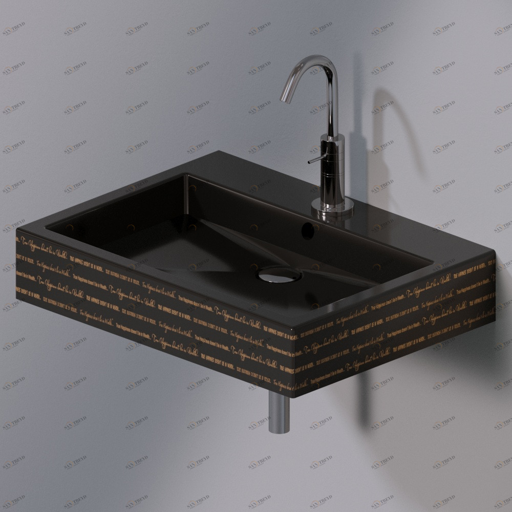 L267421G Подвесная раковина настенная прямоугольная A. e T. Italia Tank черная AeT ITALIA