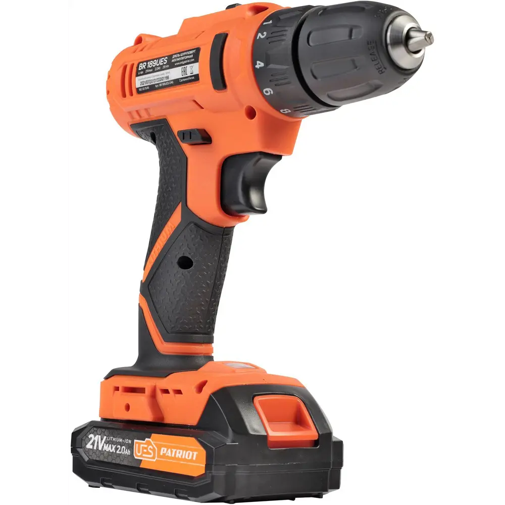Дрель-шуруповерт аккумуляторная Patriot 189UES, 18 В Li-ion 2x2 Ач STLM-2059668 - Вид №3