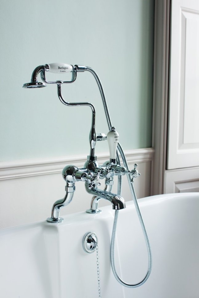 Смеситель для ванны с ручным душем, набортный [CL15]  Burlington T8-QT, T18, T1  - Вид №3