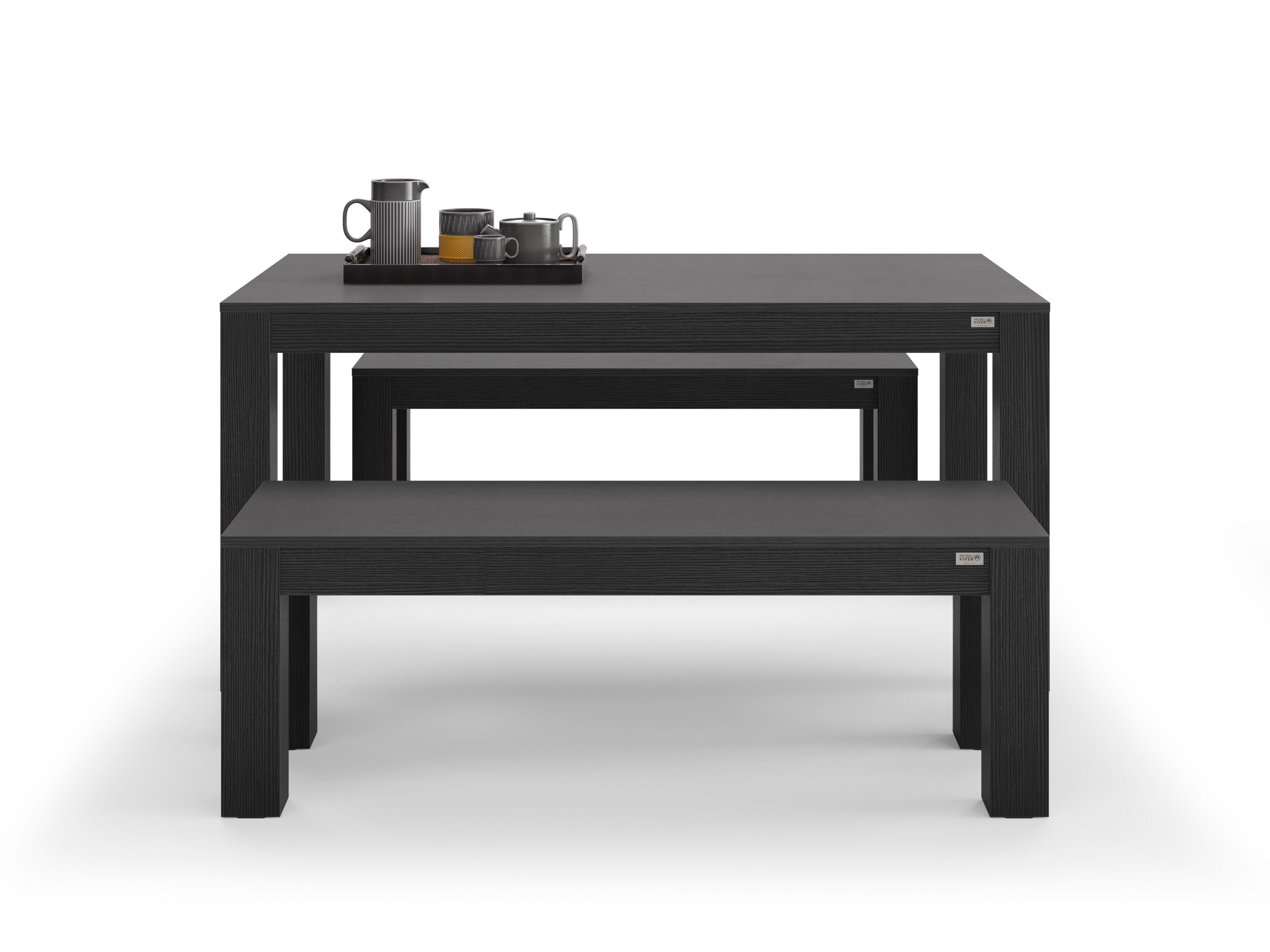 Набор столов из черного ясеня с 2 скамейками Mobili Fiver Rachele ARCH-00009315 - Вид №3