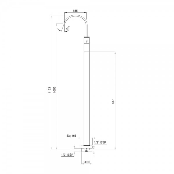 LEO-CHR-55027 Смеситель напольный Artize Leone Хром - Вид №1