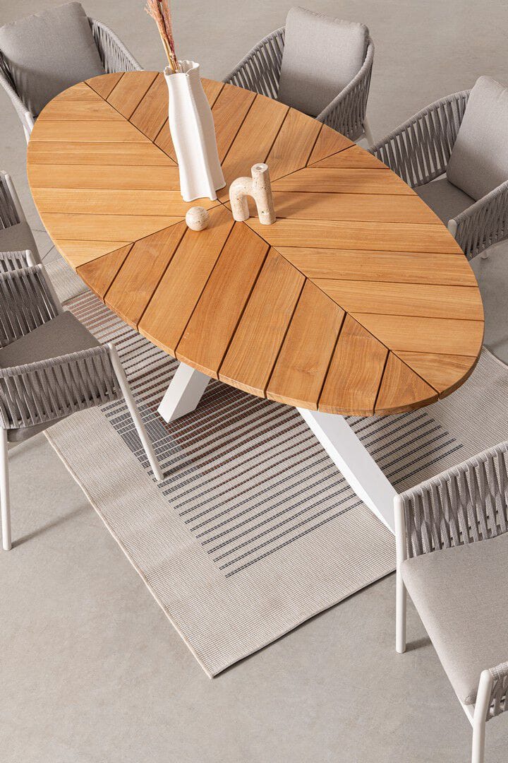 Овальный стол для сада из алюминия и тика BIZZOTTO PALMDALE ARCH-00071500 - Вид №3