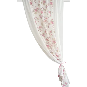Тюль на ленте для кухни «Комби» 140x160 см цвет розовый/молочный