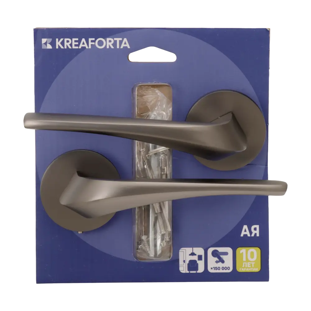 Дверная ручка на розетке KREAFORTA Ая без запирания цвет графит STLM-2006895 - Вид №2