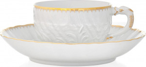 67418 Meissen Чашка чайно-кофейная с блюдцем 140мл "Лебединый сервиз" (золотой кант) Фарфор
