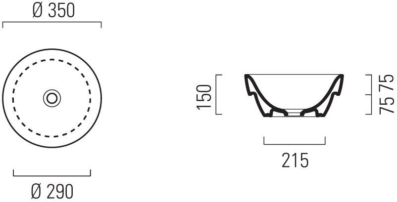 905011 Подвесная раковина настенная овальная GSI ceramica Sand белая - Вид №2