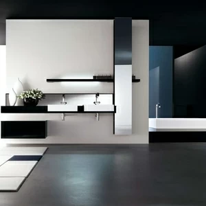 Комбинация ванной комнаты KU 53 в отделке Ska MillTek / G87 Nero / L68 Nero lucido MILLDUE KUBIK