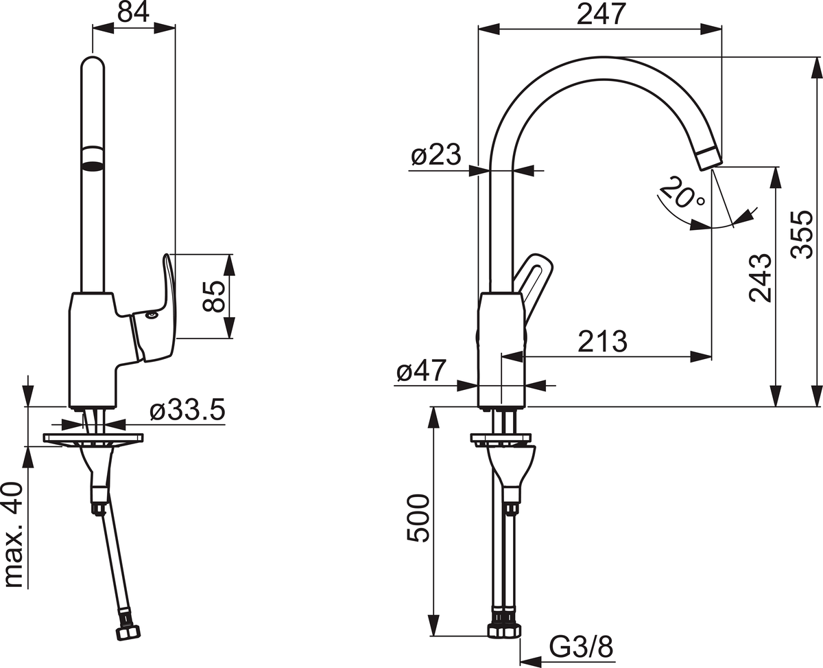 Oras 1028F Смеситель для кухни 1028F Safira Хром  - Вид №1