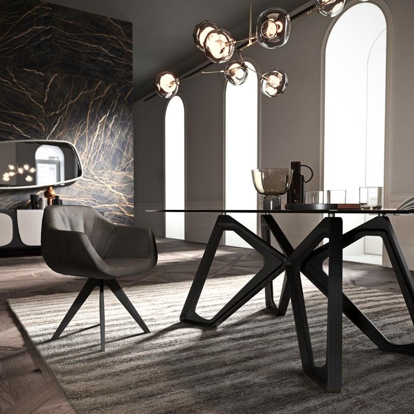 Ozzio Italia Овальный стол из дерева и стекла  T253  - Вид №2