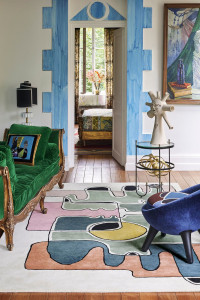 Шерстяной прямоугольный ковер с рисунком