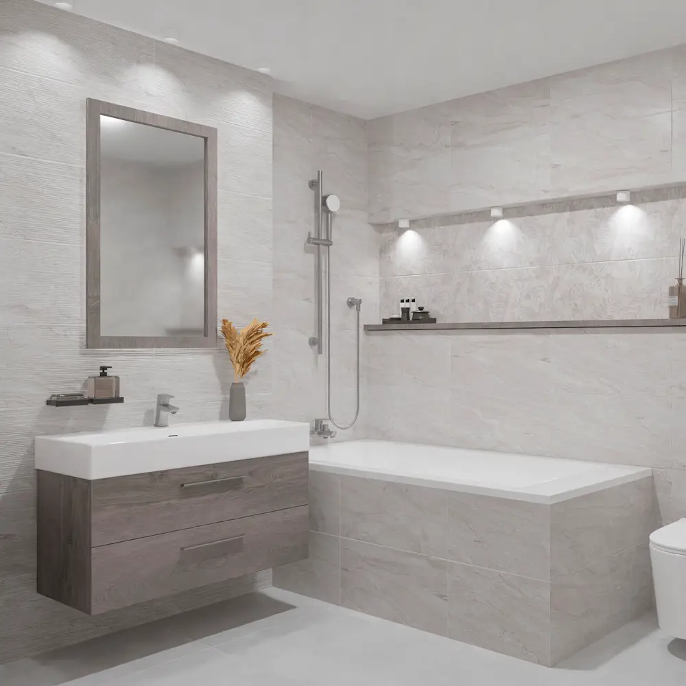 Плитка настенная Azori Portu Perla Strut 31.5x63 см 1.79 м² матовая цвет серый STLM-2049054 - Вид №5