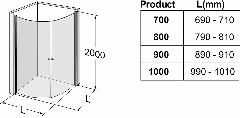 500.886.00.5 IDO Showerama 10-4 душевая стенка для круглого углового душа, IDO Showerama 10-4, матовые профили / полуматовое стекло, 900x800 мм  - Вид №3