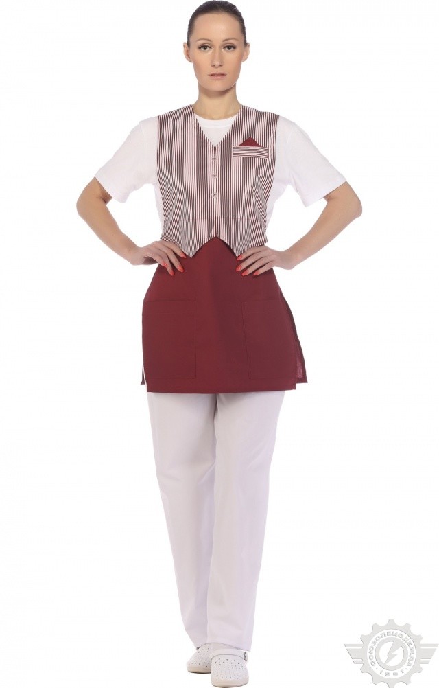 63638 Фартук-халат "Элегант" бордо  Одежда для обслуживающего персонала  размер 44-46 Спецодежда  - Вид №9