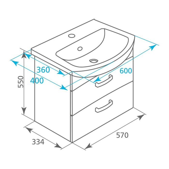 NIA60W0M95K Milardo Niagara Тумба Niagara 60 см Россия - Вид №3