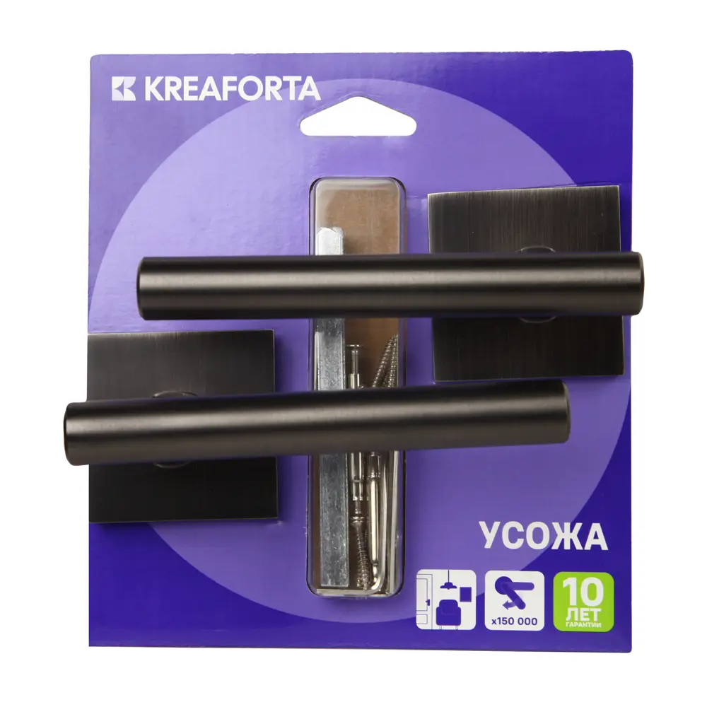 Дверная ручка на розетке KREAFORTA Усожа без запирания цвет графит STLM-2053455 - Вид №3