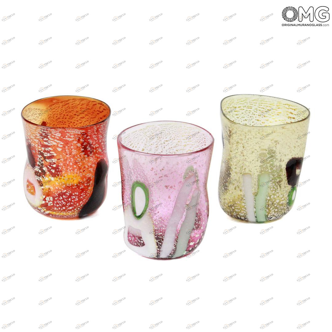 593 ORIGINALMURANOGLASS Набор из 3 бокалов -tetui- Goto di Fornace - муранское стекло OMG 8 см 
