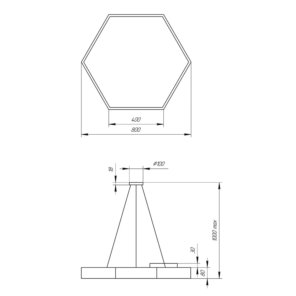 Светильник подвесной светодиодный «Geometria» Hexagon 5 м² нейтральный белый свет 66 Вт цвет черный Santreyd STLM-2052130 - Вид №11