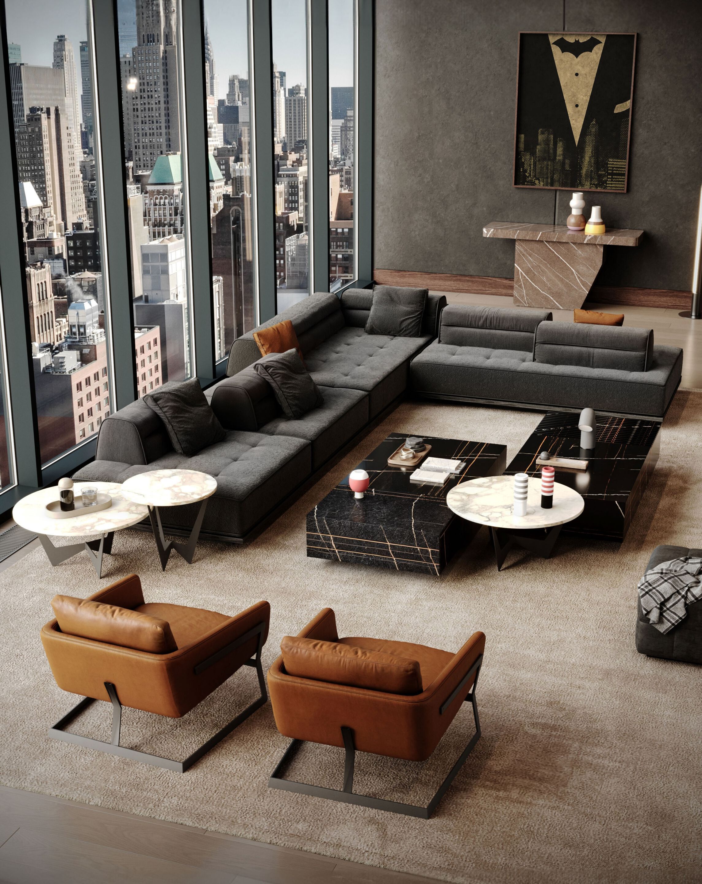 Мраморный прямоугольный низкий журнальный столик Wayne Enterprises Home Collection WE-172 ARCH-00054171 - Вид №11