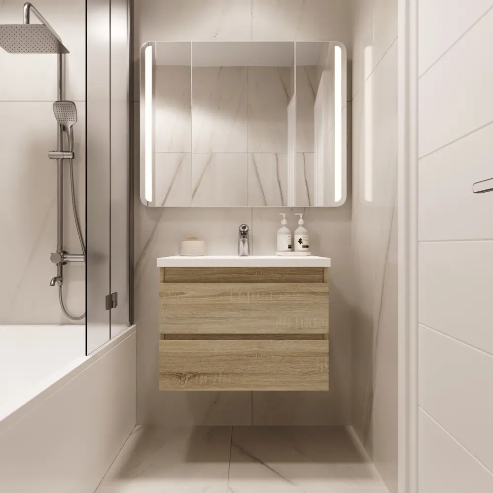 Тумба под раковину подвесная Vigo Matteo 70 см цвет дуб сонома STLM-2106093 - Вид №6