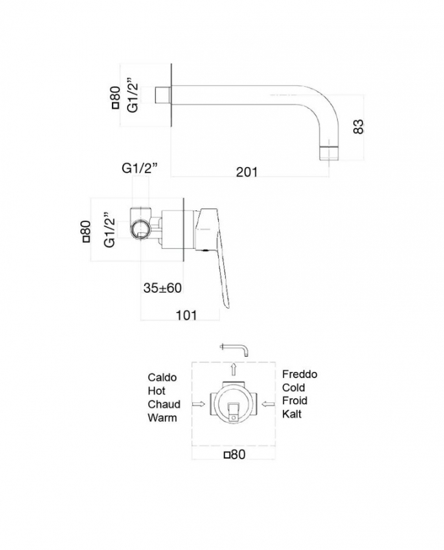 SE830606740 Смеситель для раковины , белый Webert Sax Evolution  - Вид №1