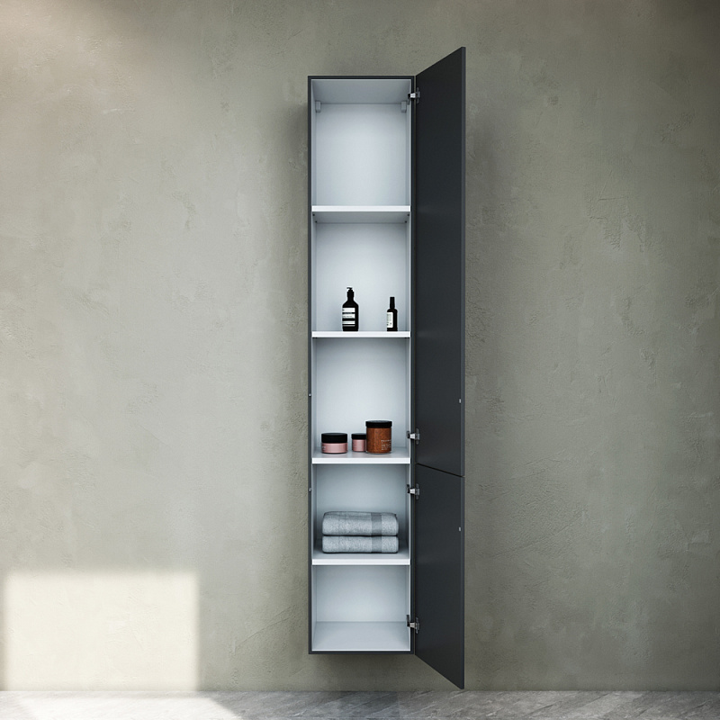 M90CHR0306GM шкаф-колонна подвесной правый 30 см двери push-to-open графит матовый AM.PM Gem - Вид №1