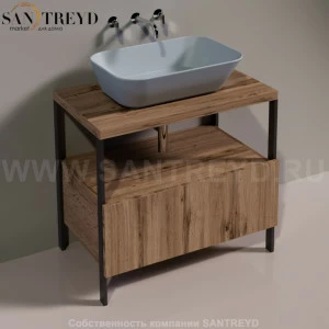 Консоль металлическая на 4 ногах с деревянным ящиком для раковины WAVE натуральный дуб