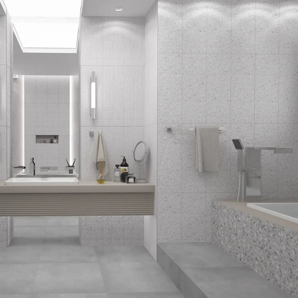 Плитка настенная Azori Terrazzo Bianco 25.1x70.9 см 1.25 м² цвет белый Alba STLM-2036604