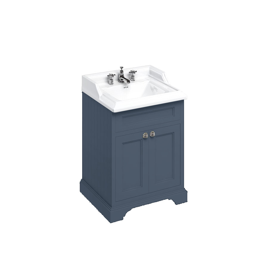 Burlington Отдельностоящий блок 65 с дверьми и классической раковиной Белый матовый с 1 отверстием под смеситель Раковина FF8W_B15 1TH  - Вид №14