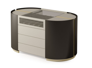 Деревянный и стеклянный островной комод