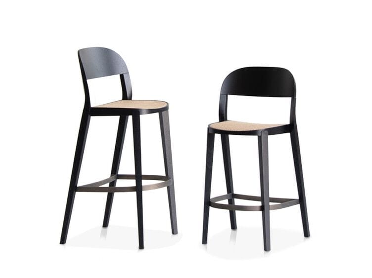 Высокий табурет из Венского ясеня и соломы со спинкой Potocco минимальная ARCH-00113521 - Вид №1