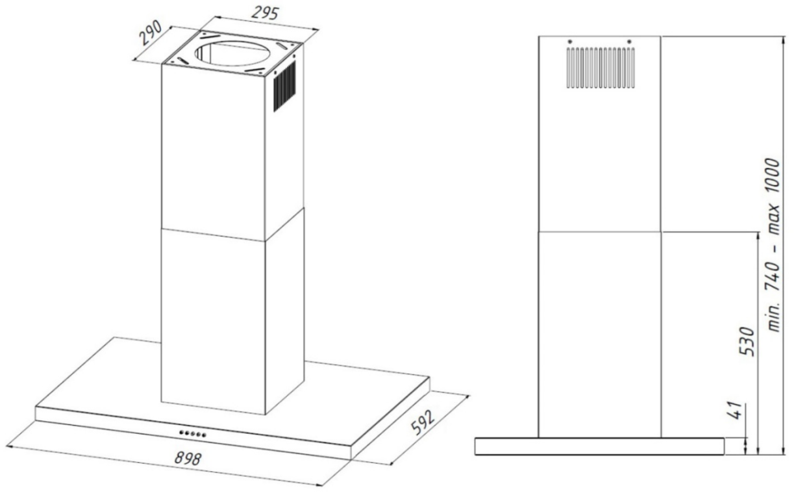 9160910 Вытяжка островная Akpo WK-9 Isla Feniks slim черный STDN-0031336 - Вид №9