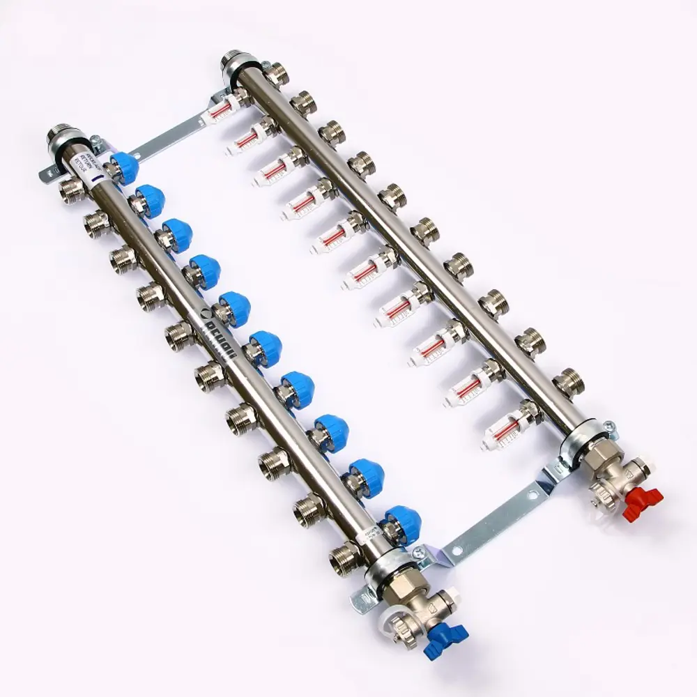 Коллекторная группа с расходомерами Rehau HKV-D 1"x3/4" 10 выходов нержавеющая сталь 83629330 STLM-2166837 