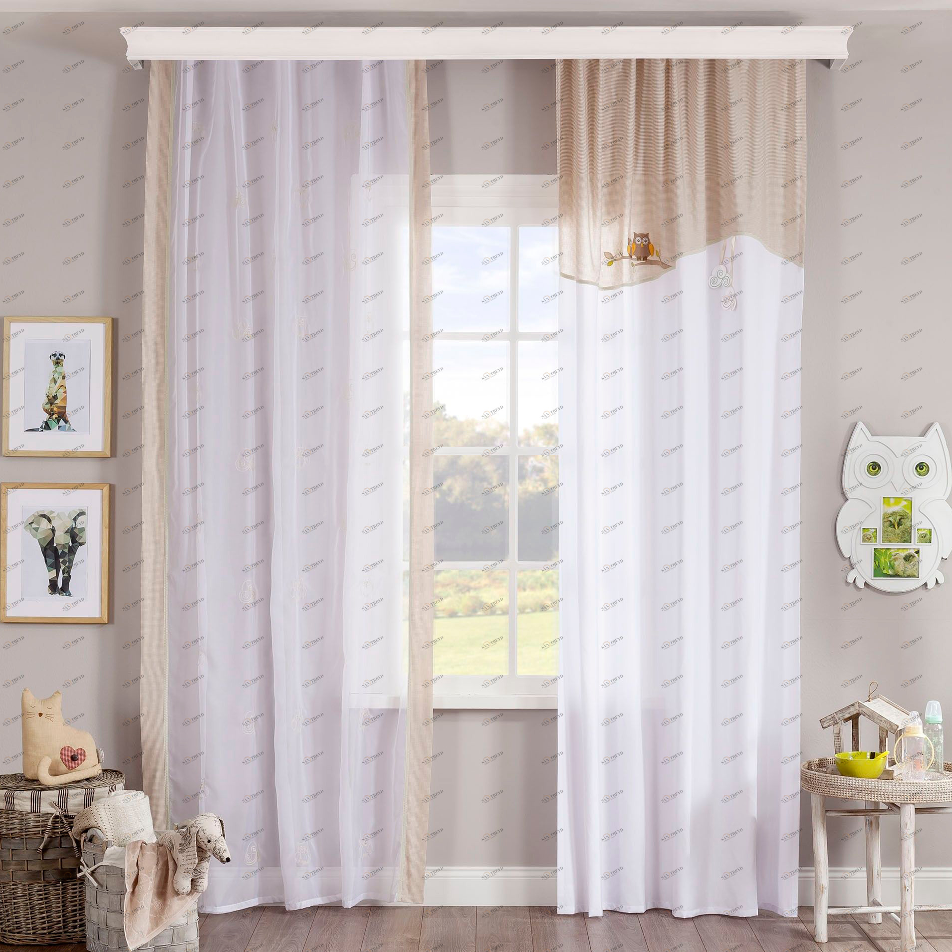 Штора детская белая 140х260 см Natura Baby, 1 полотно CILEK NATURA BABY 00-3832648 Белый;бежевый Santreyd 