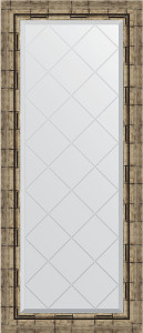 BY 4050 Зеркало с гравировкой в багетной раме - серебряный бамбук 73 mm EVOFORM Exclusive-G