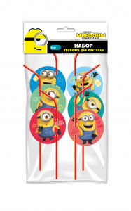 287113 Набор трубочек для коктейля 6 шт. "Minions 2" (3D дизайн)