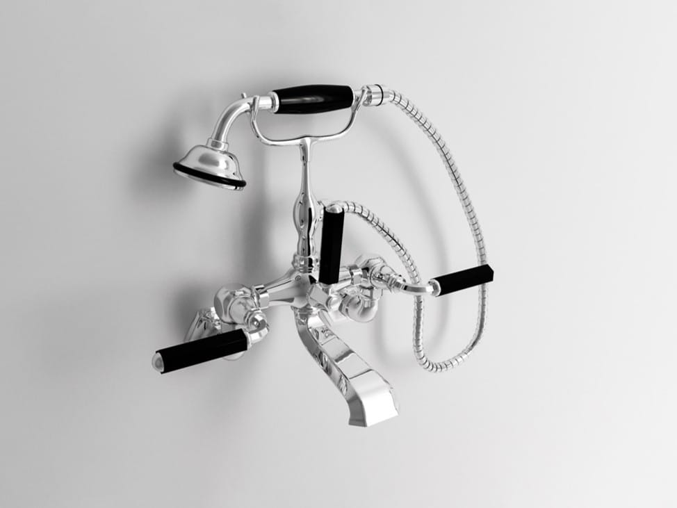 Настенный смеситель для ванны с 2 отверстиями и ручным душем Park Avenue Dark Black ARCH-00000732