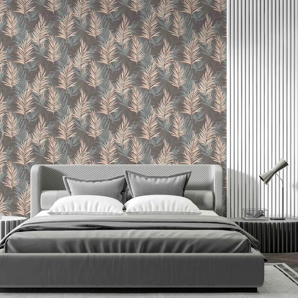 Московская обойная фабрика Дайкири: флизелиновые обои графит с растительным орнаментом 89367498 STLM-0817326 - Вид №2